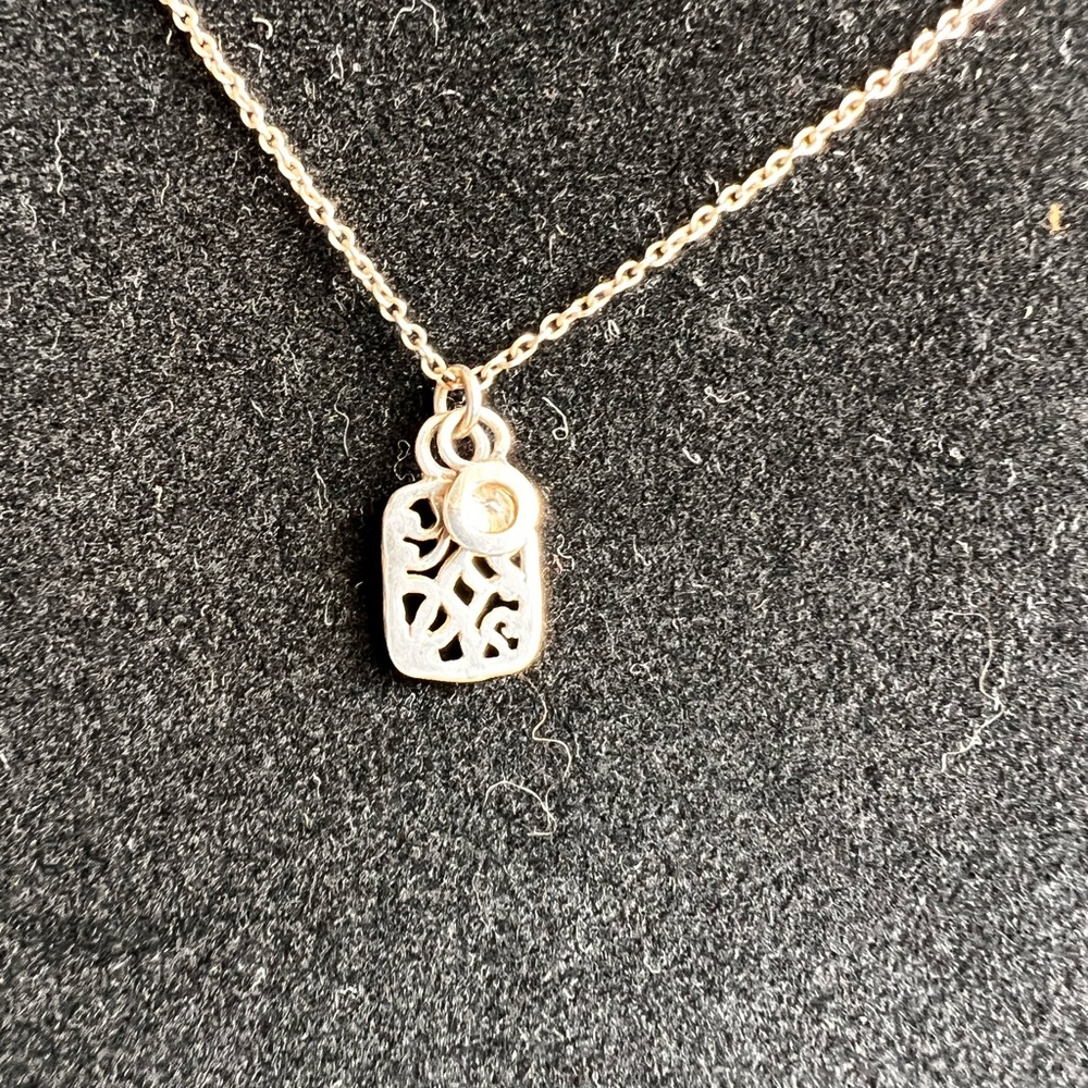 Silpada Sterling Charm School Necklace filigree pendant & CZ charm N2848